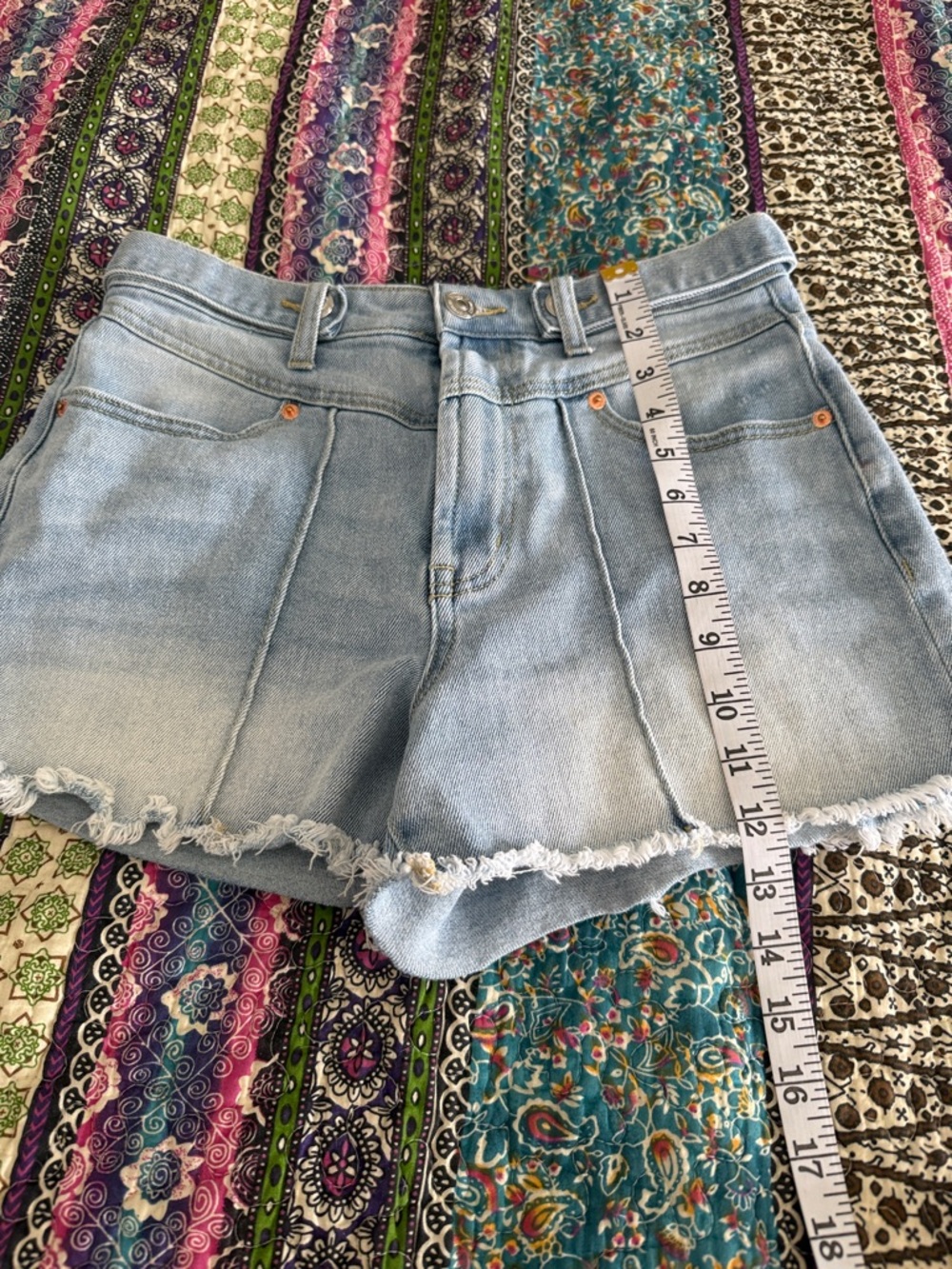 Juicy Couture Light Wash Denim Frayed Hem Shorts - Picture 5 of 6